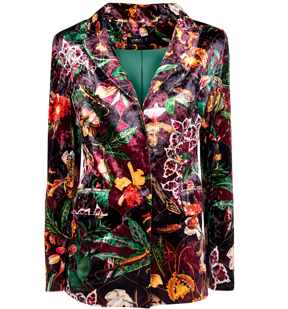 Velvet printed blazer cheap