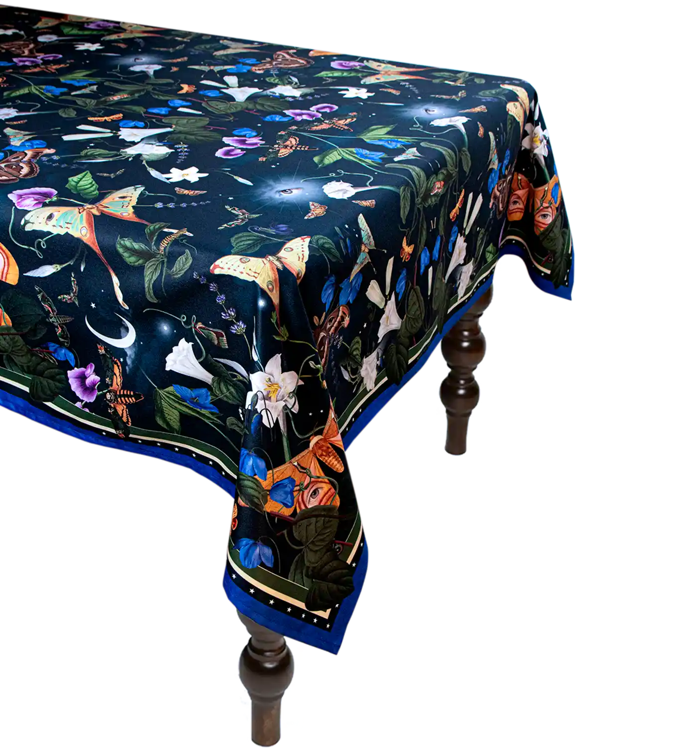 Elegant blue tablecloth for formal dining tables