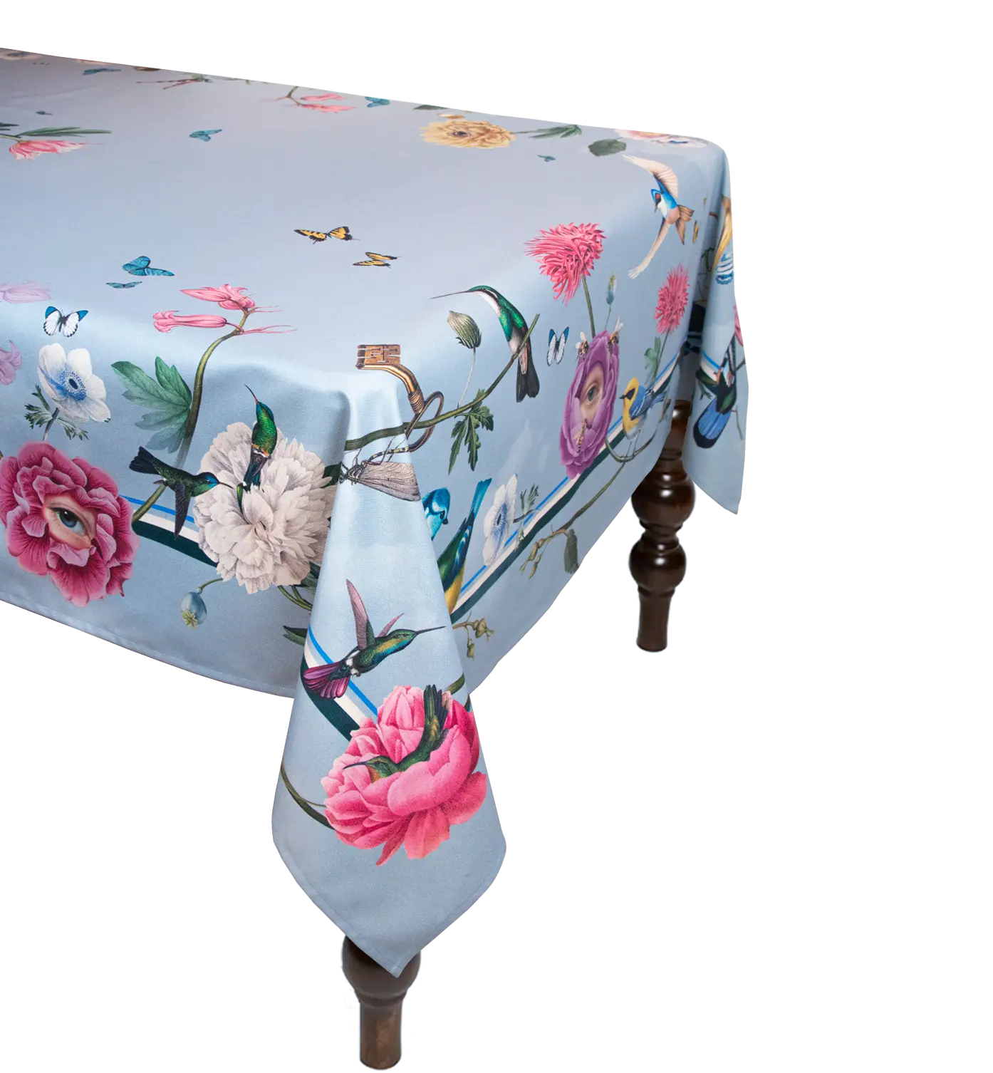 Luxury tablecloths, premium polyester, sublimation prints, coordinating napkins and coasters, nature-inspired designs, elegant table linens, wrinkle-resistant tablecloths.