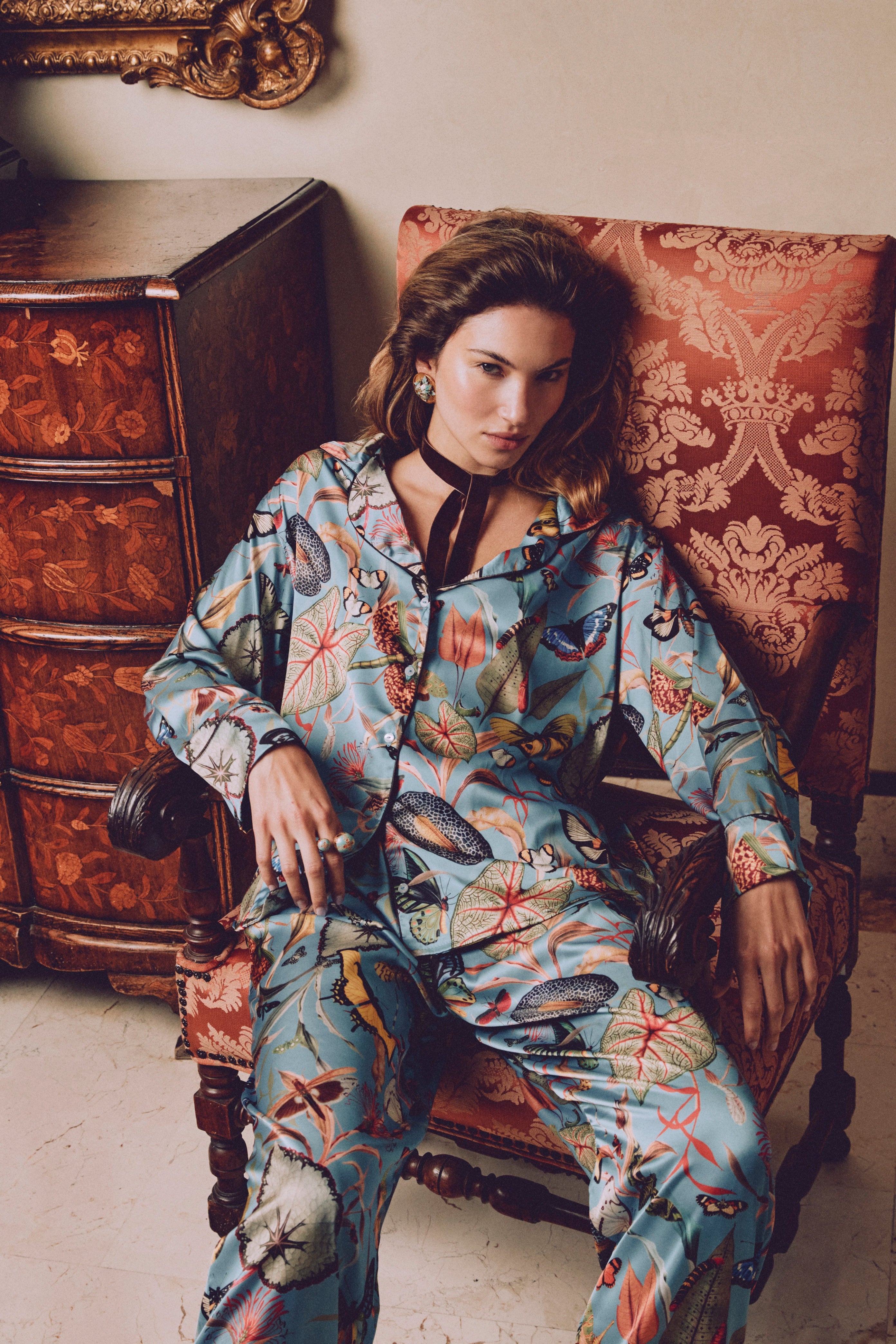 Long pajama set - Butterfly Blue