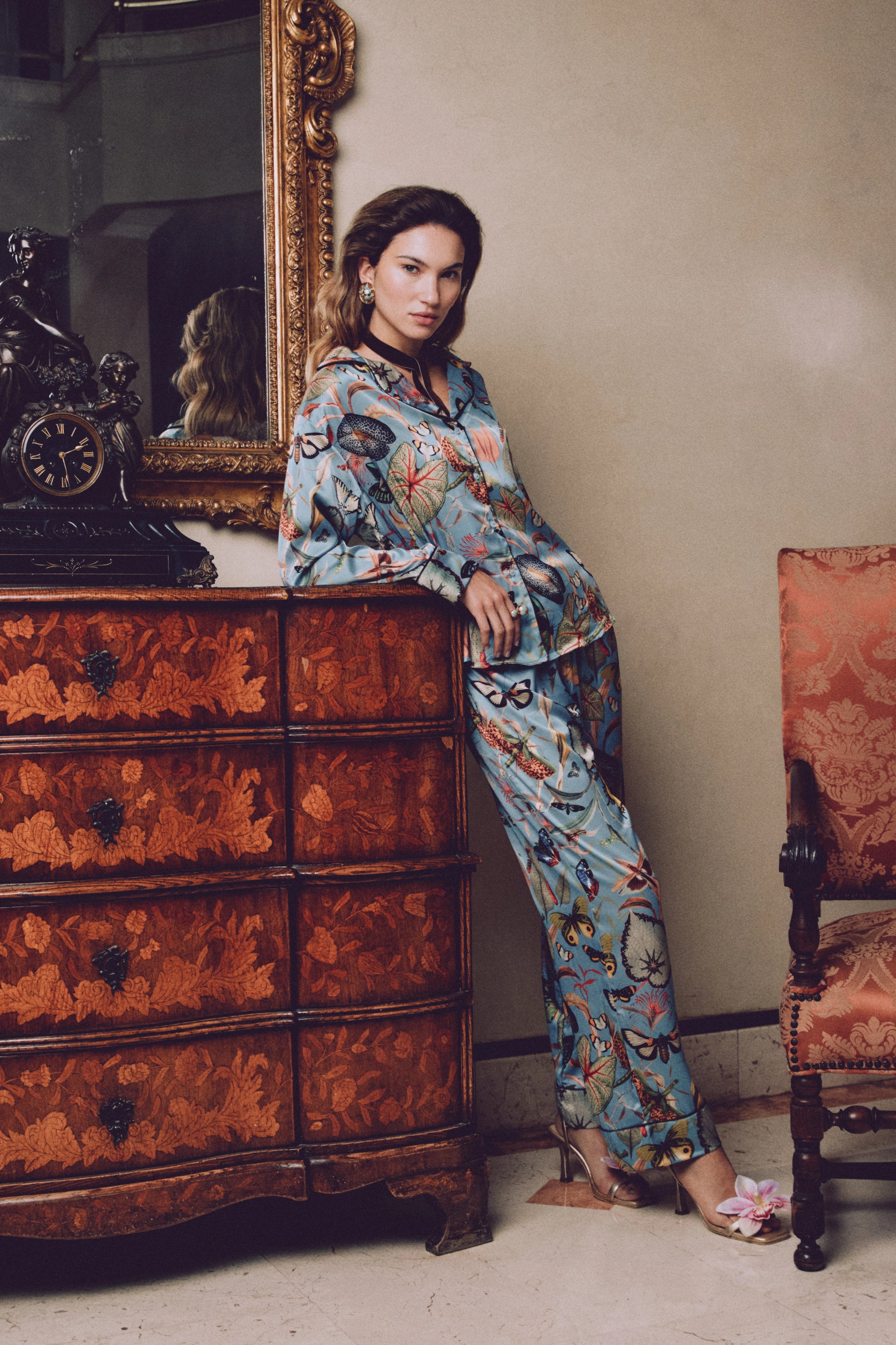 Long pajama set - Butterfly Blue