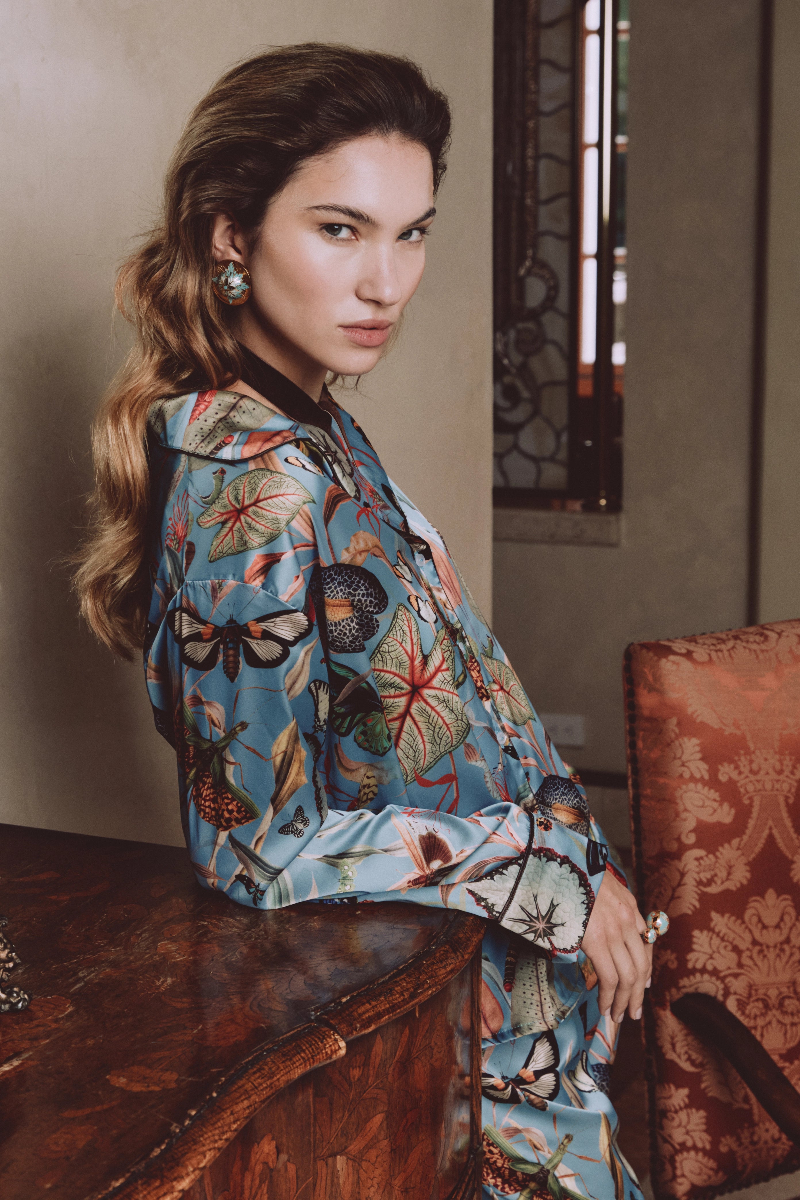 Long pajama set - Butterfly Blue