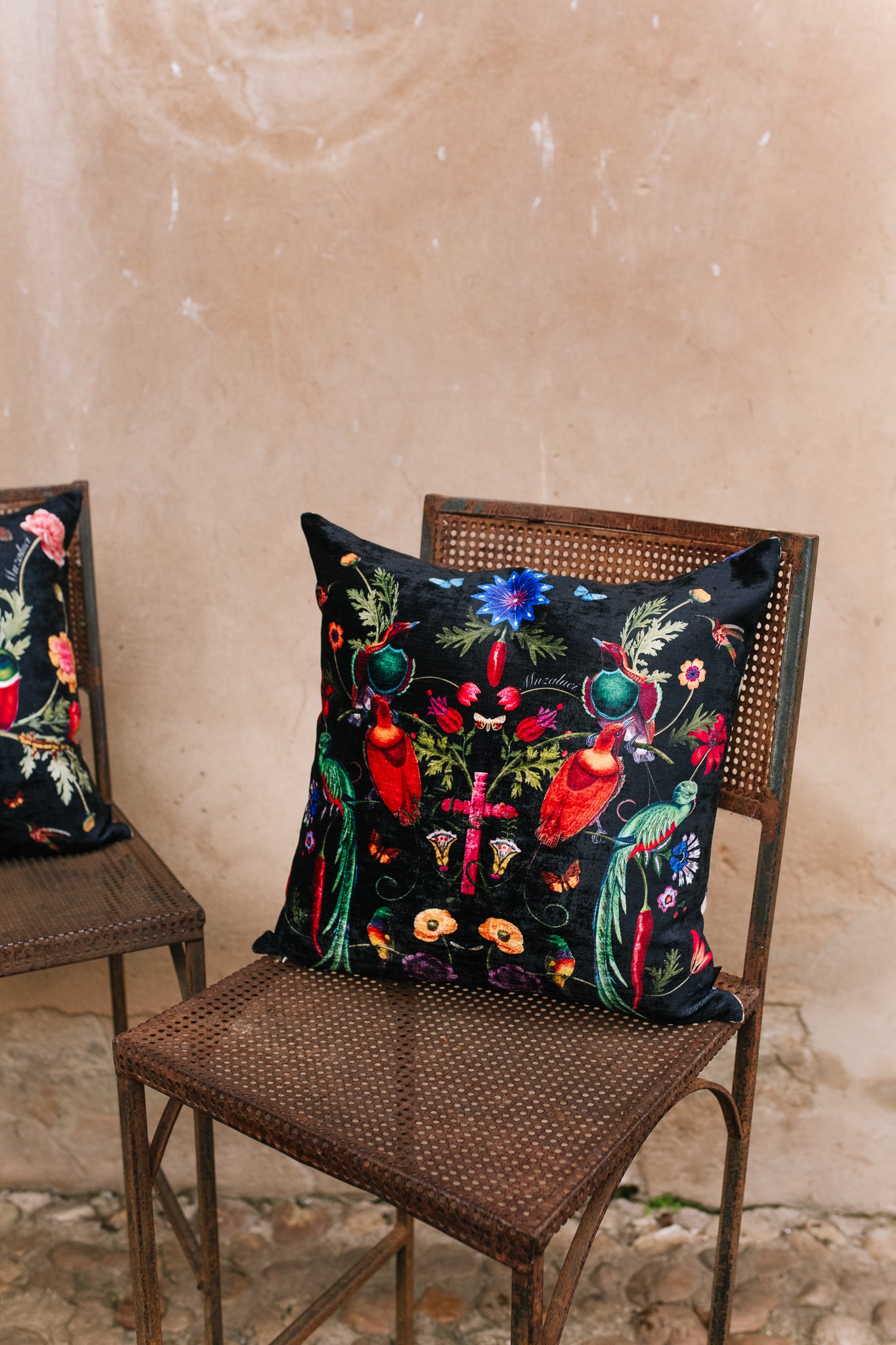Velvet Pillow - Mexica Blue