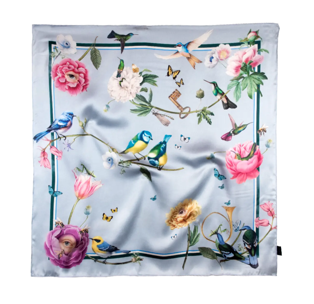 Art-inspired clothing made from silk satin polyester, featuring bold prints and sophisticated hem details