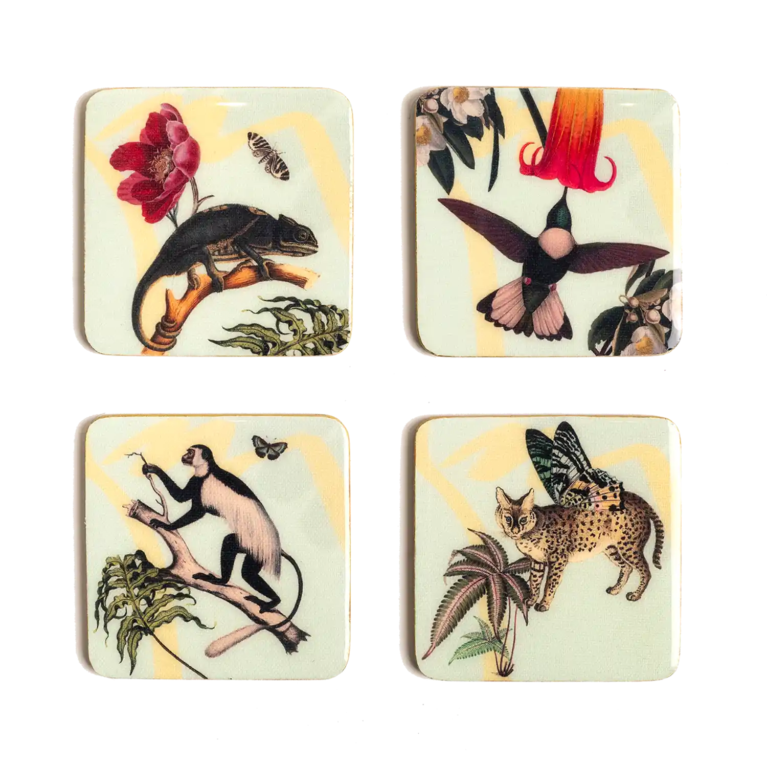 Set of marble coasters with gold accents for elegant table decor