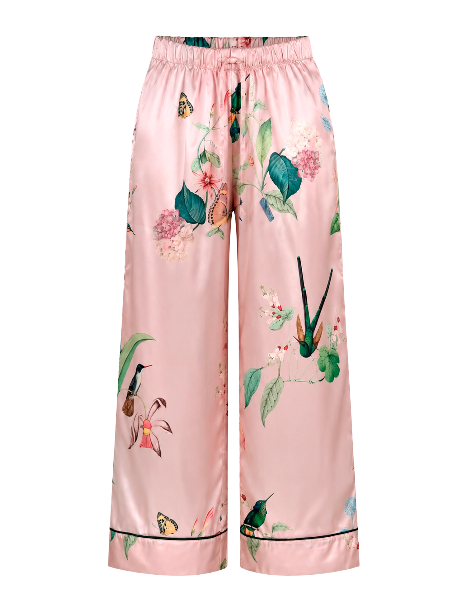 Long pajama set - Pink Hummingbirds