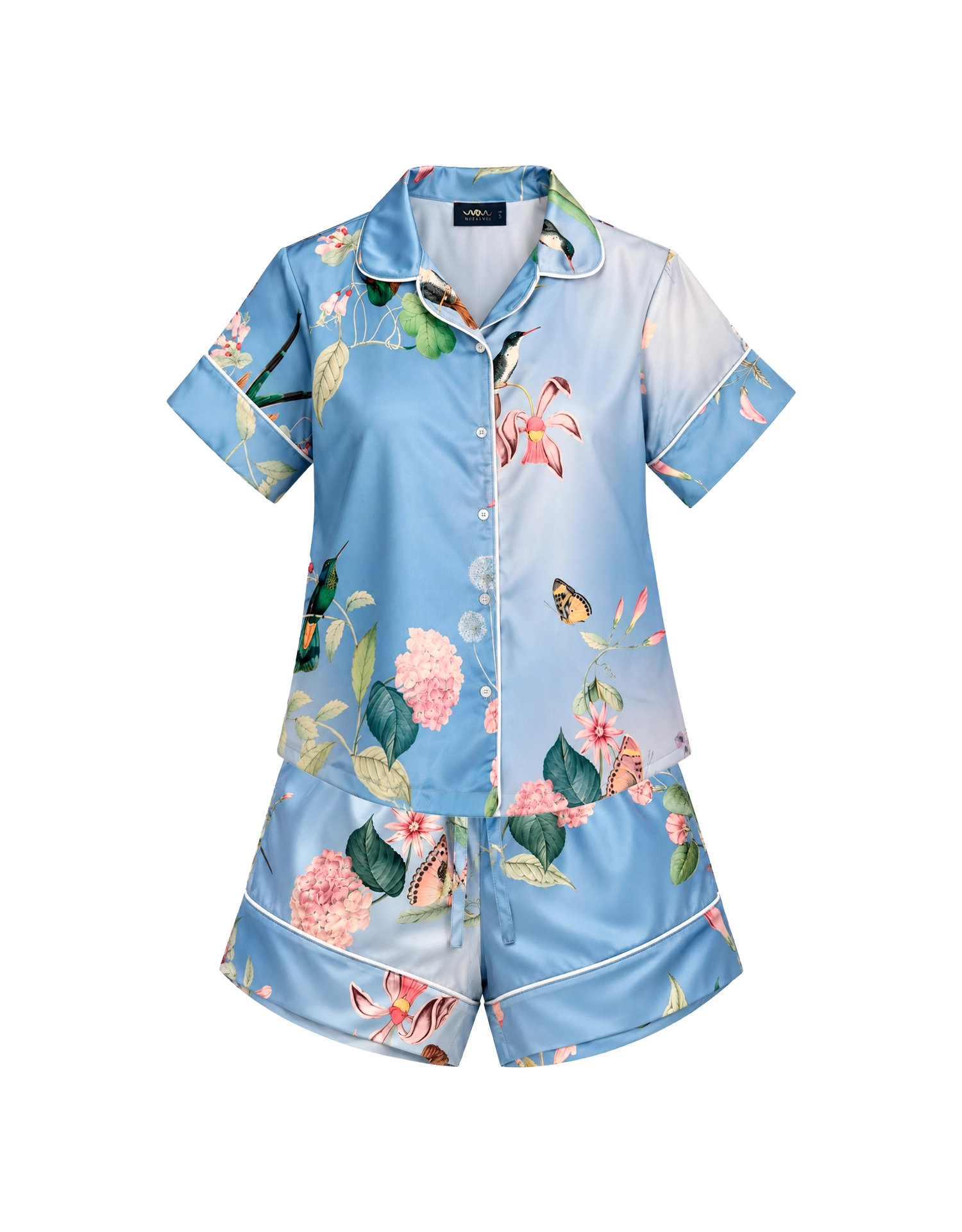 Short pajama set - Blue Hummingbird