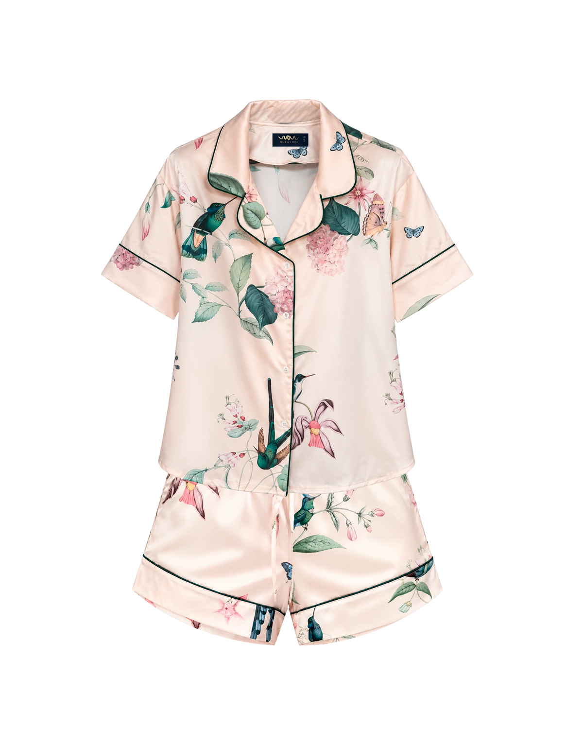 Short pajama set - Ivory Hummingbird