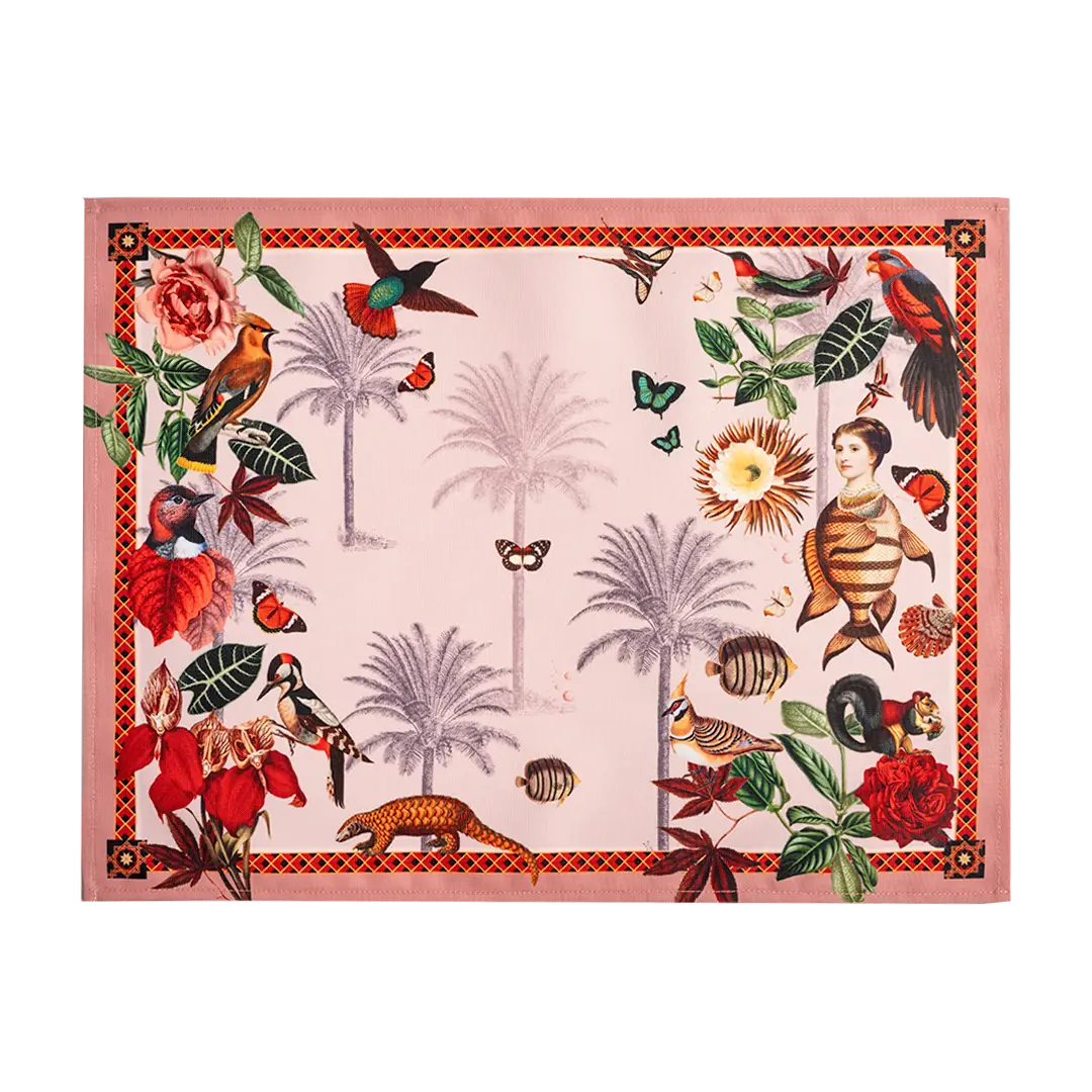 Luxury linen placemats with embroidered edges