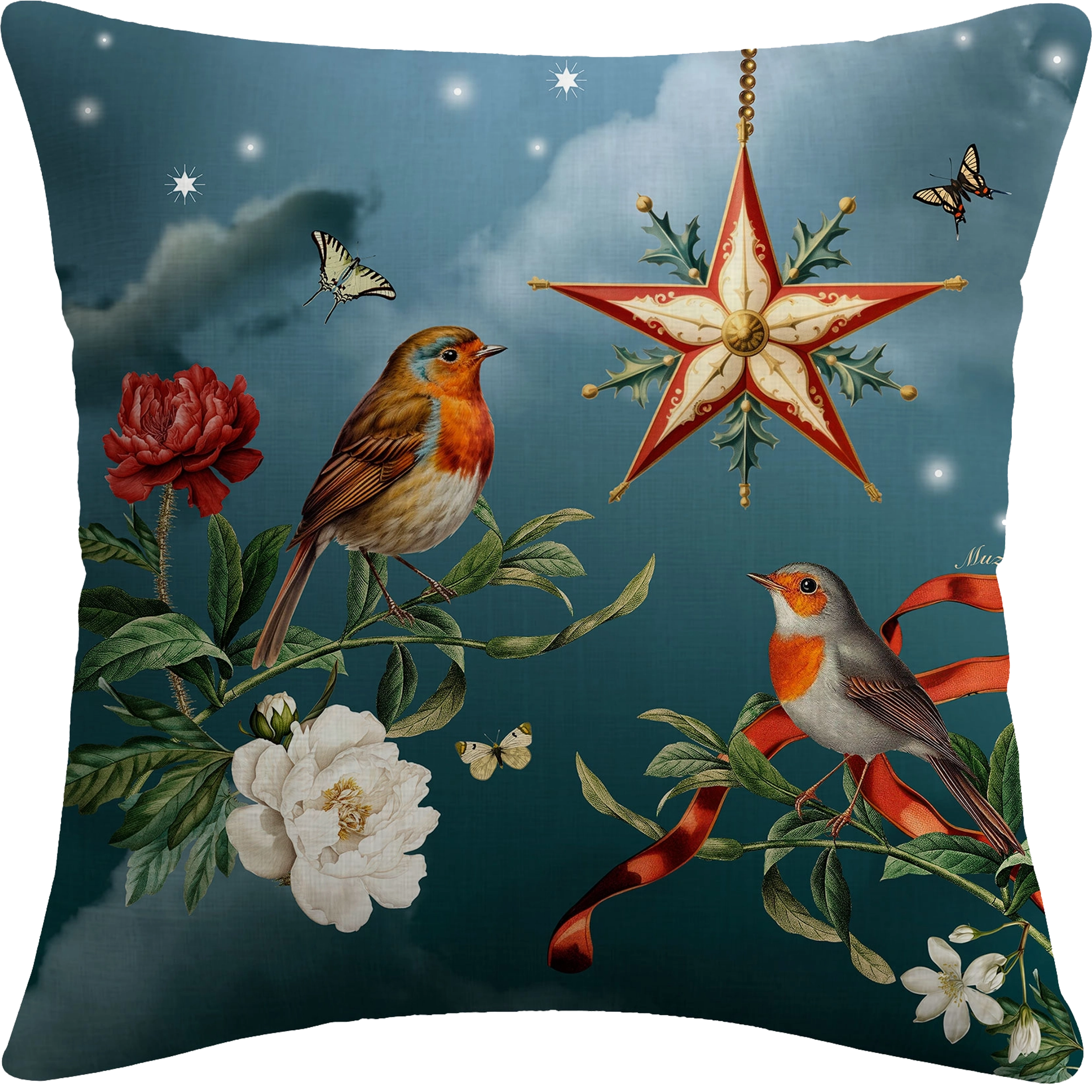 Velvet Pillow - Natividad Birds