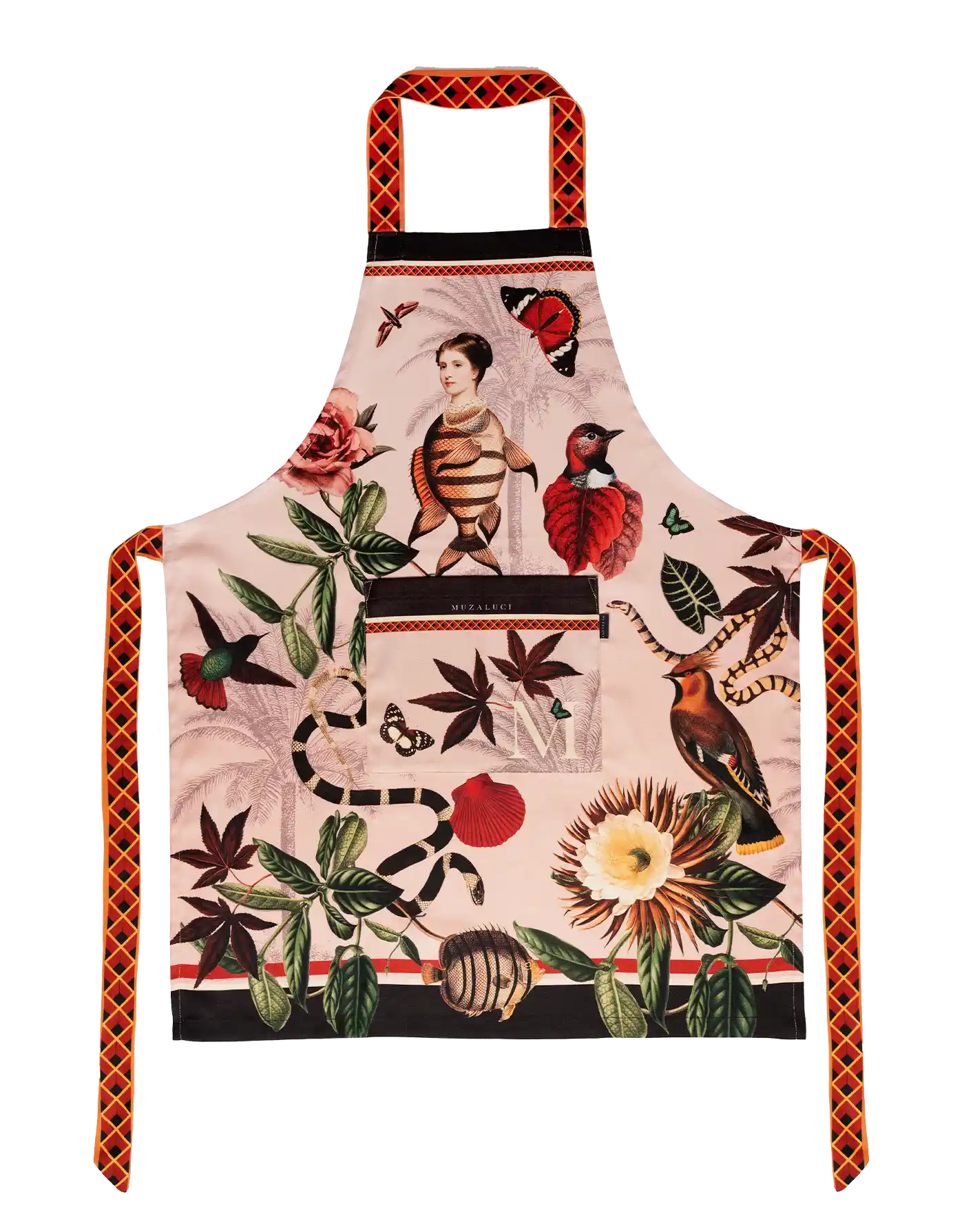 Adjustable linen apron with front pockets for cooking