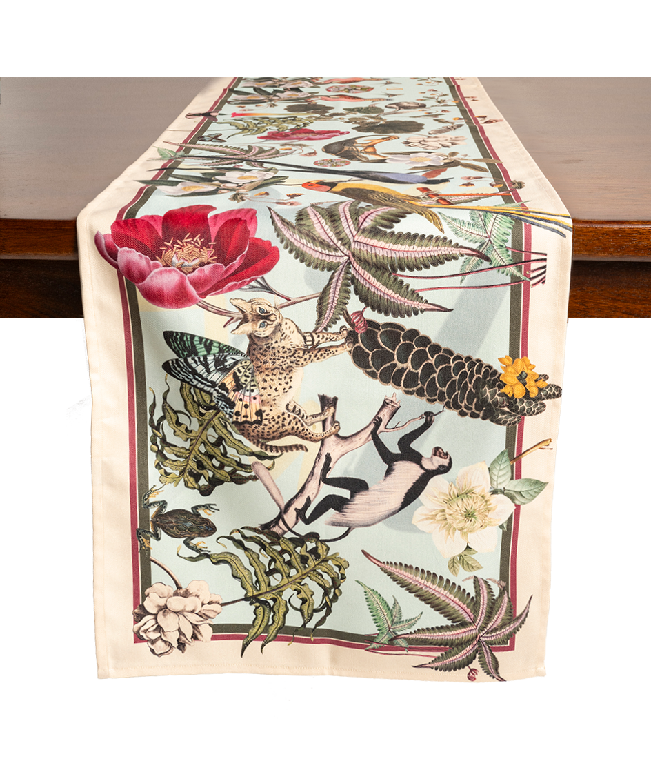 polyester table runner with striped design for casual settings