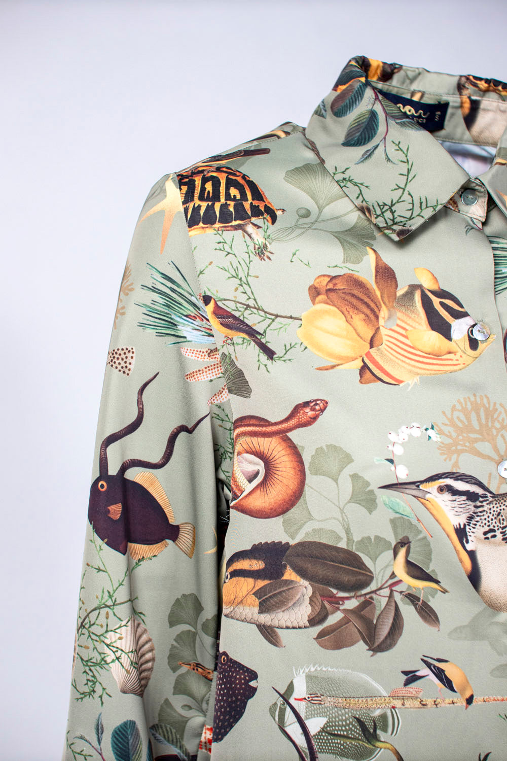 Siik Blouse - Green Fishes
