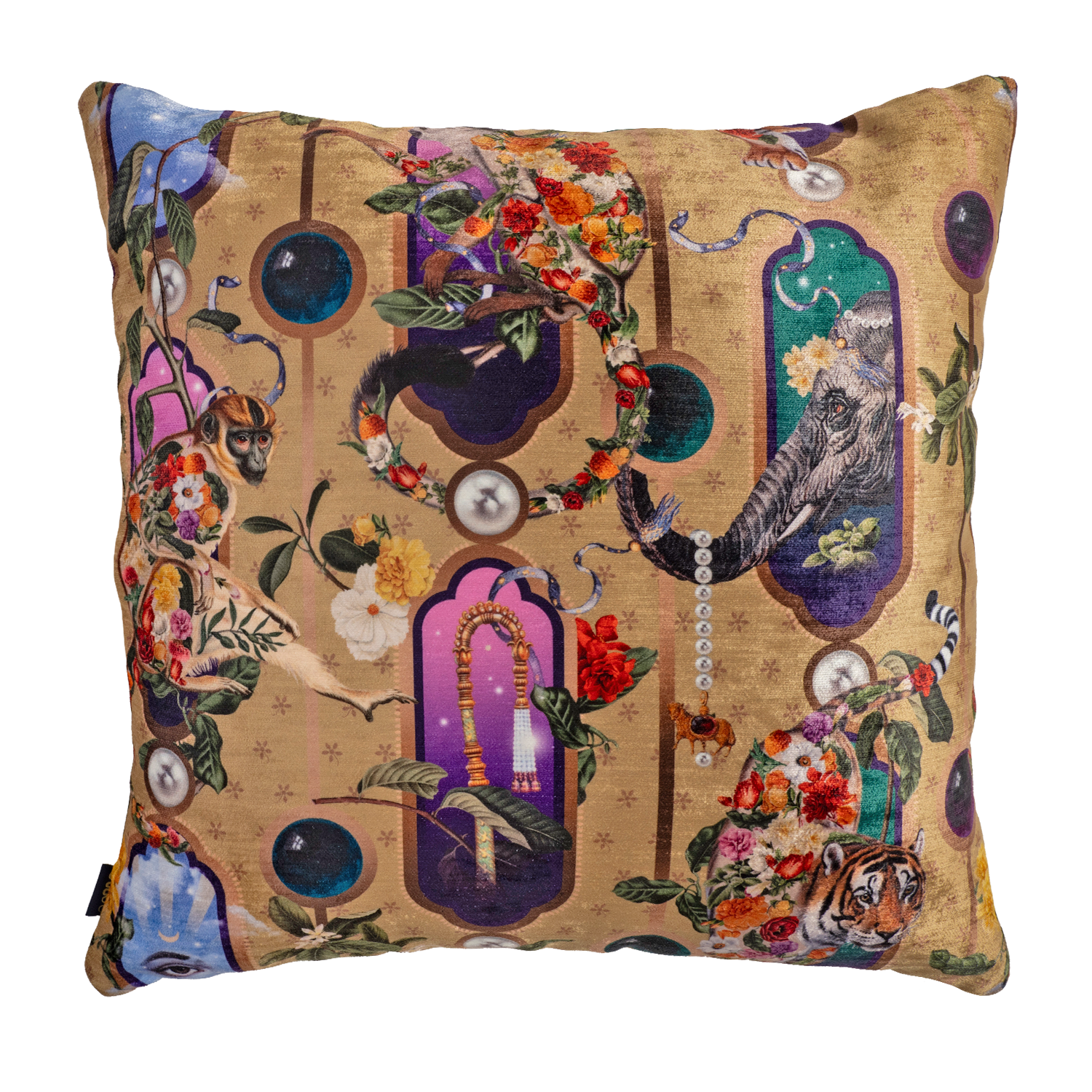 India Animals - Velvet Pillow