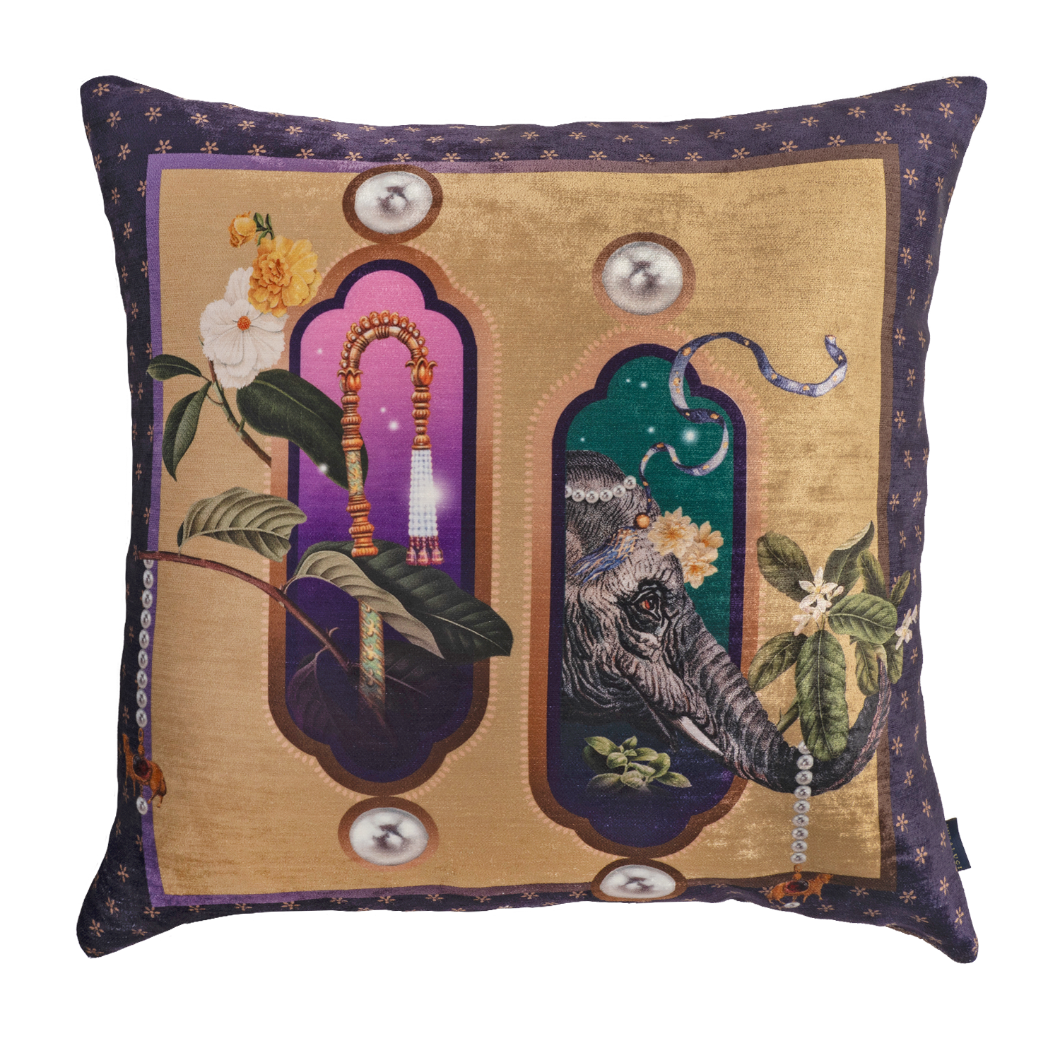 India Elephant - Velvet Pillow