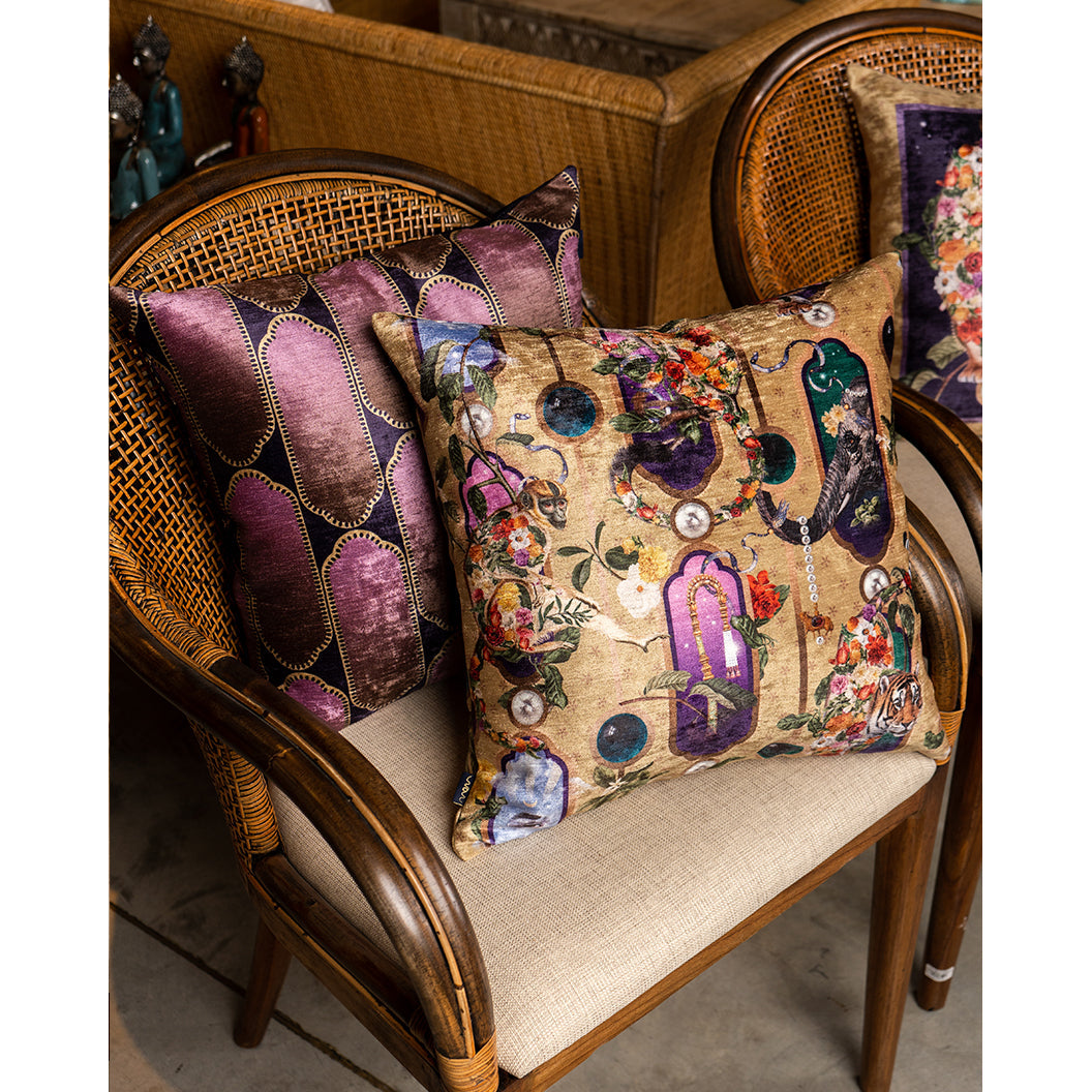 India Animals - Velvet Pillow