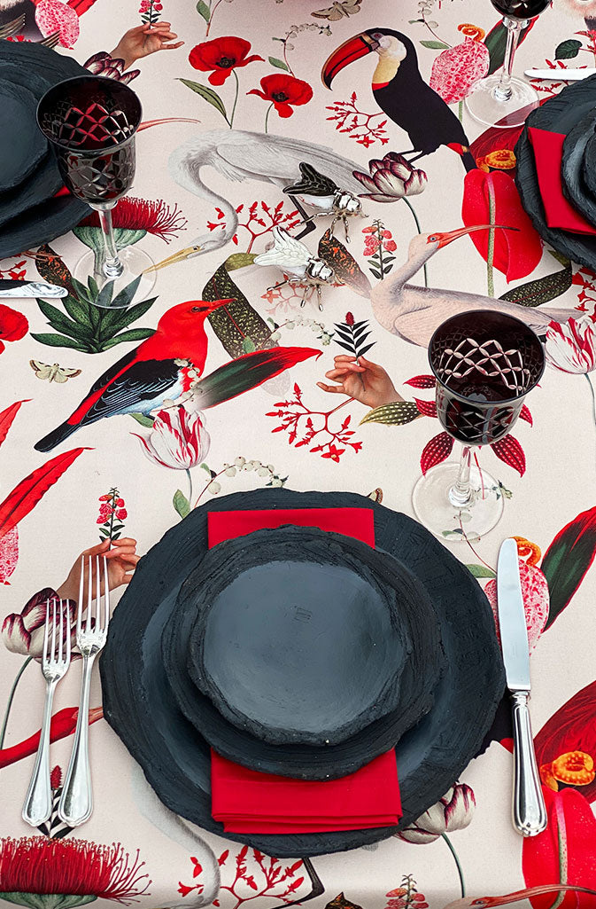 Red Jungle Ivory - Tablecloth