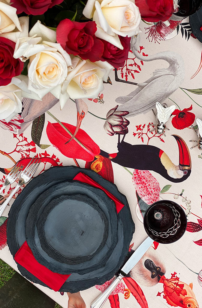 Red Jungle Ivory - Tablecloth