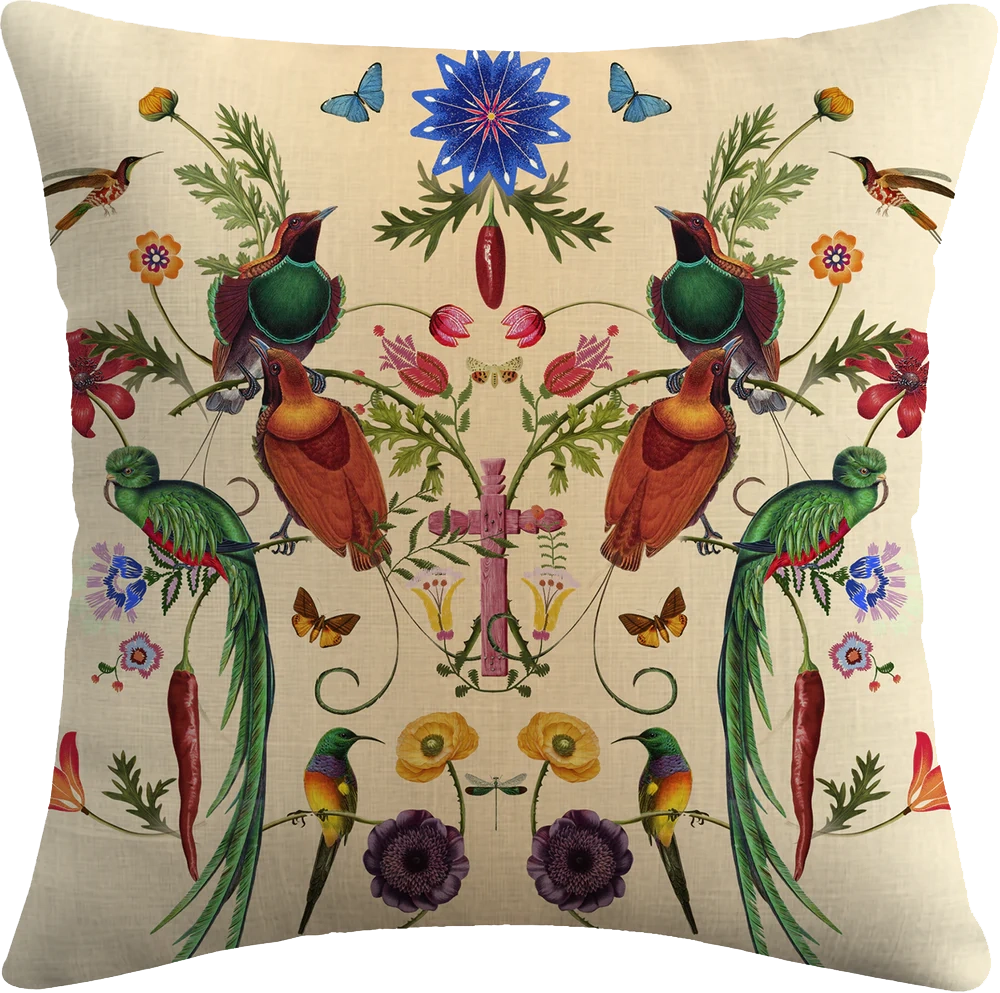 Pillow Mexica ivory blue