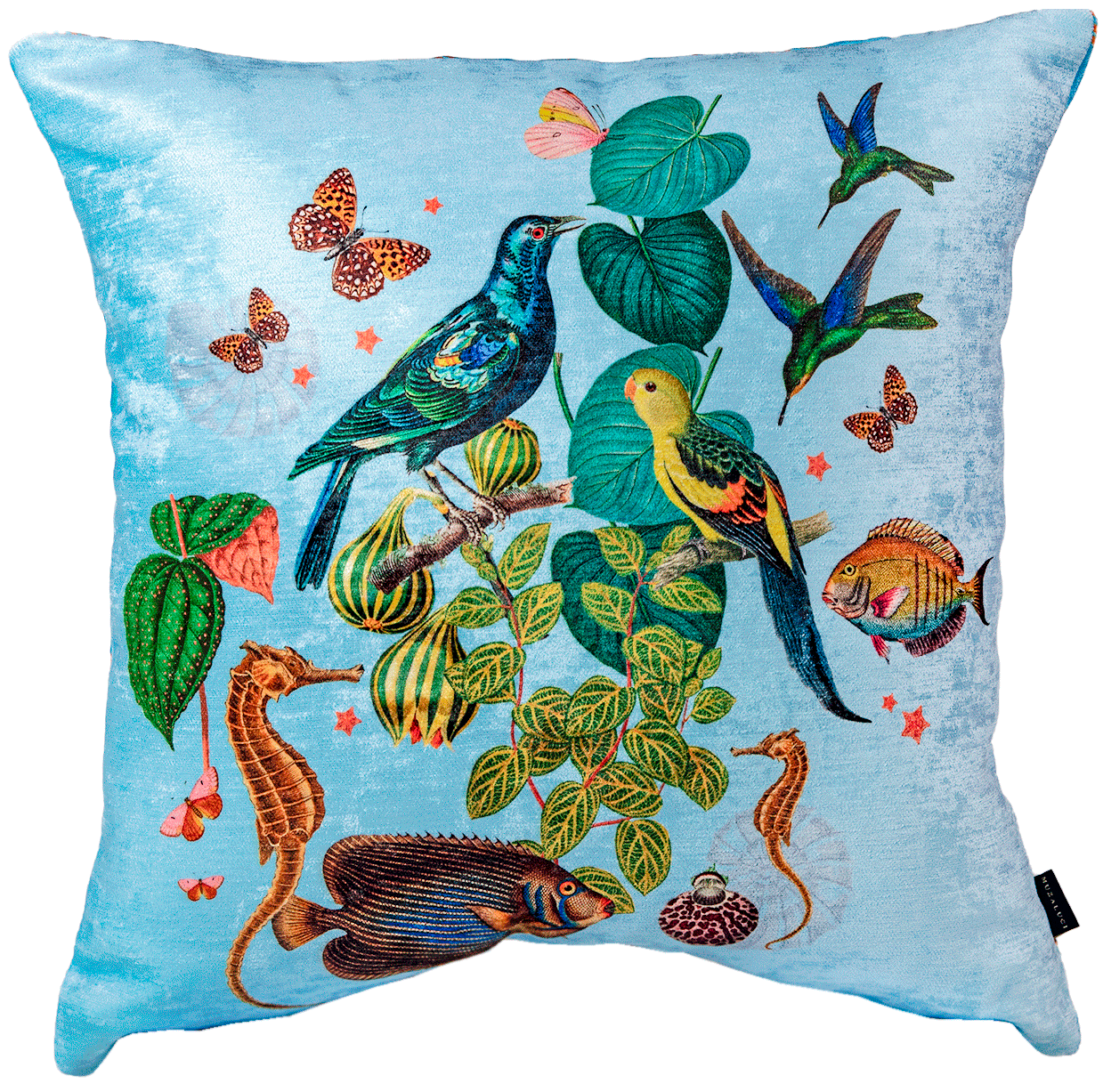 Mar del Cielo Parrots- Velvet Pillow