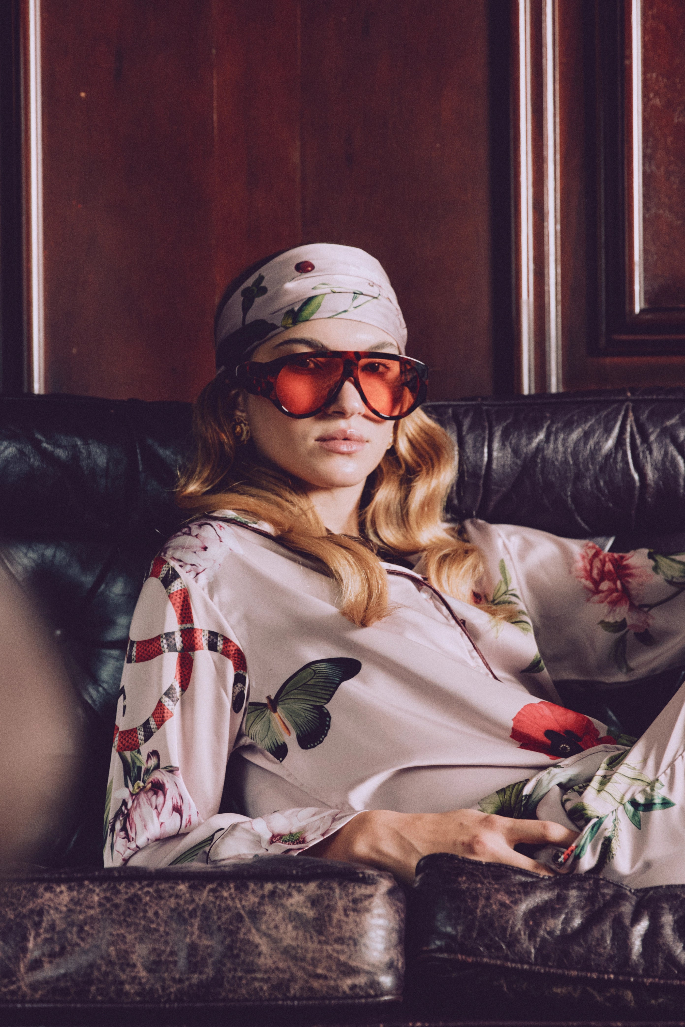 Long pajama set - Pink Serpent