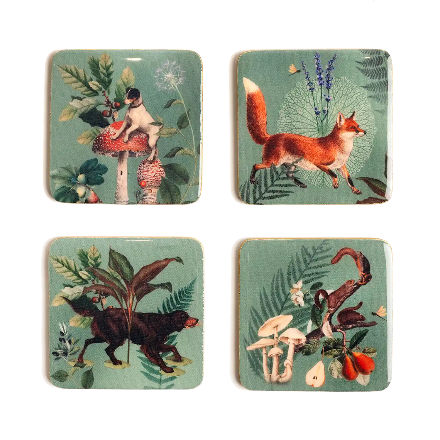 Round cork coasters for heat-resistant drink protection. animals