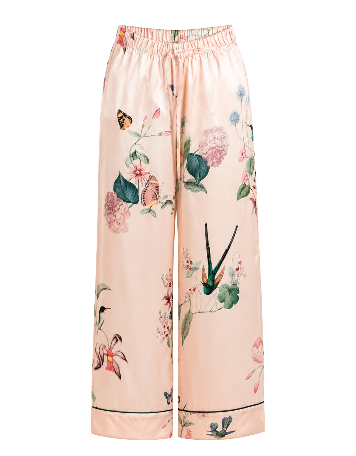 Long pajama set - Ivory Hummingbirds