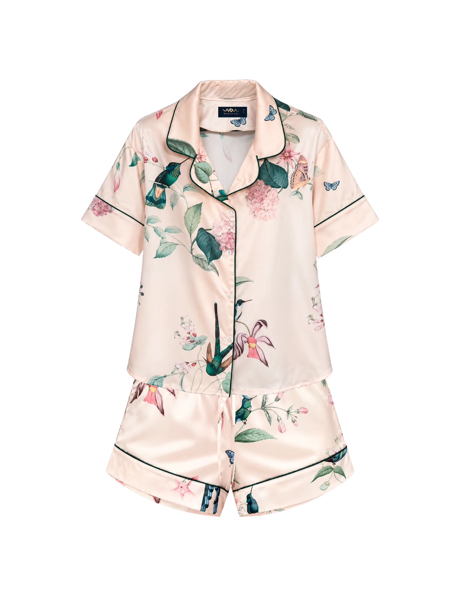 Short pajama set - Ivory Hummingbird