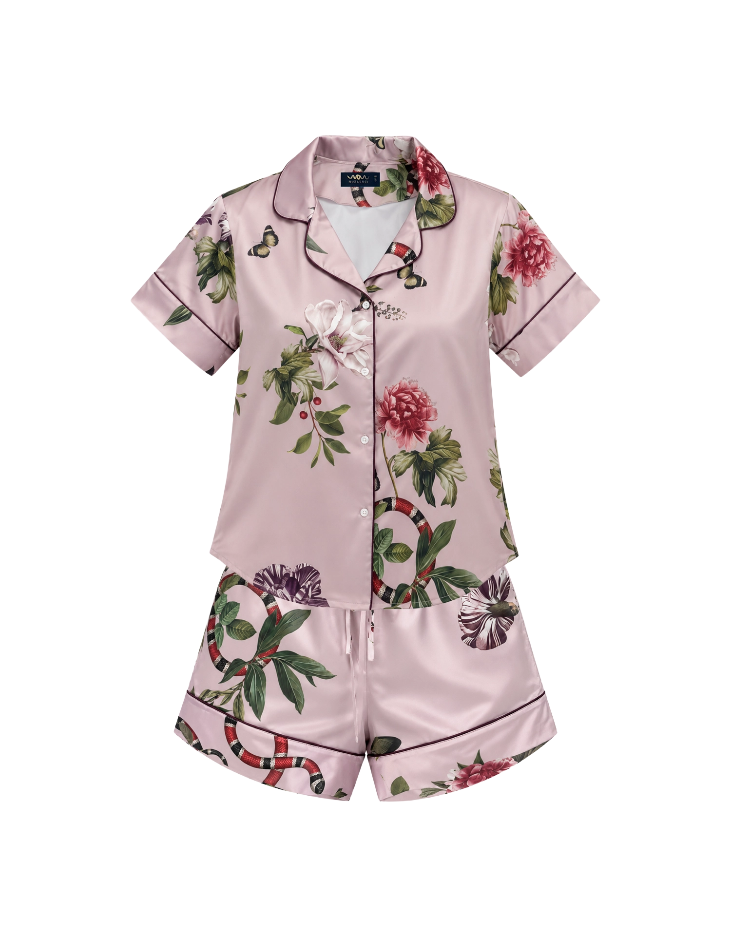 Short pajama set - Pink Serpent