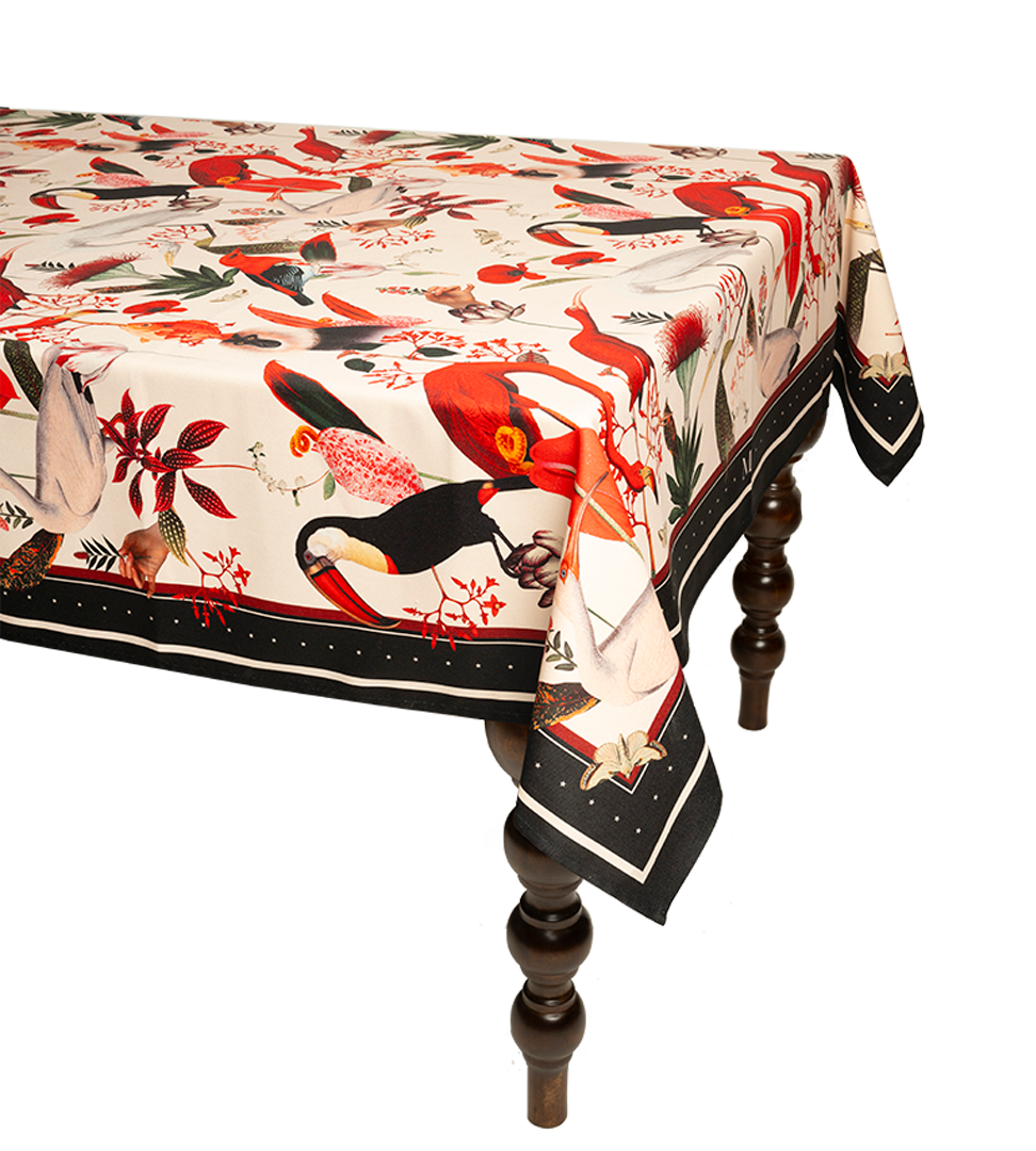 Red Jungle Ivory - Tablecloth