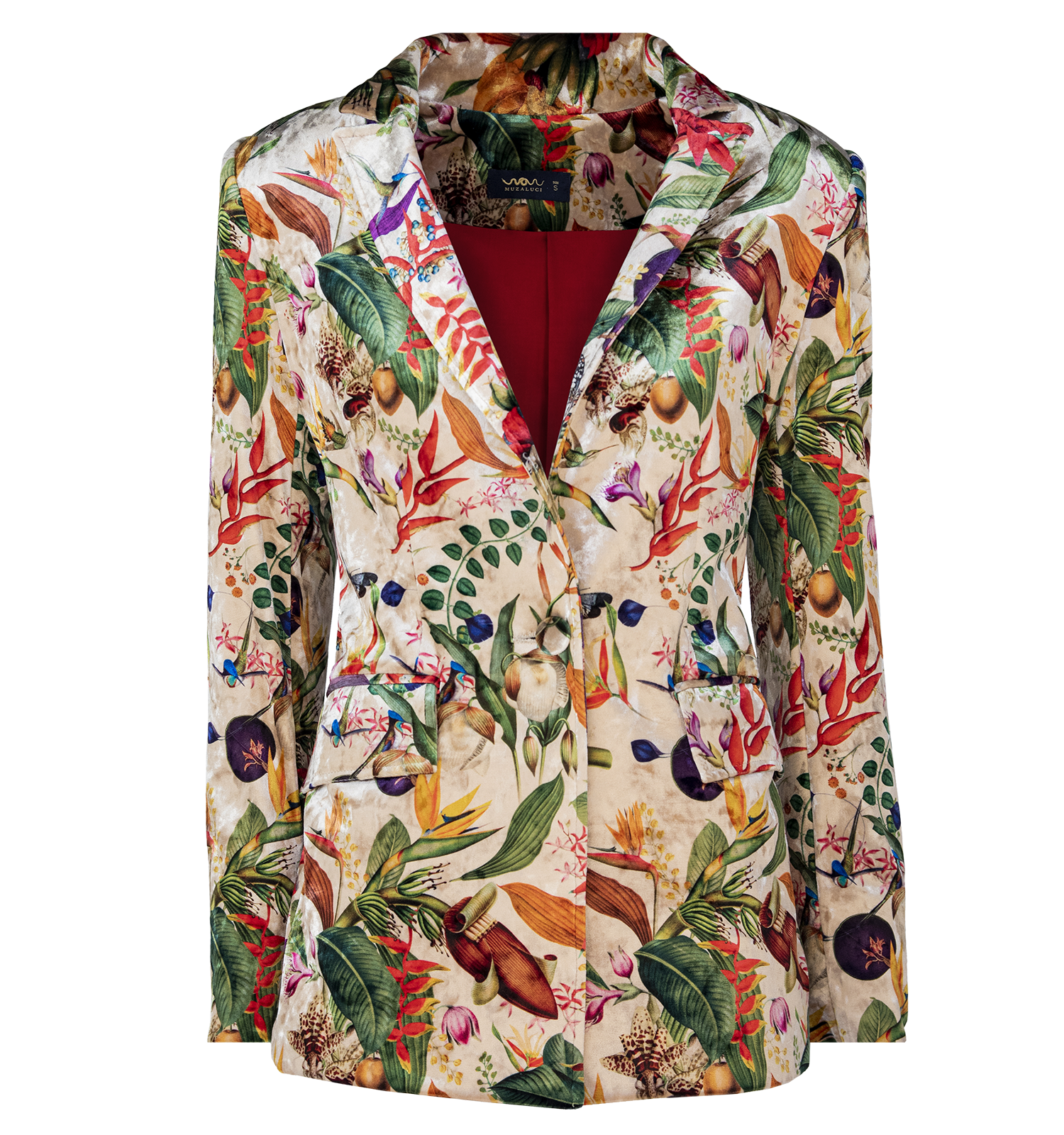 Colombian Flowers Ivory - Velvet Blazer