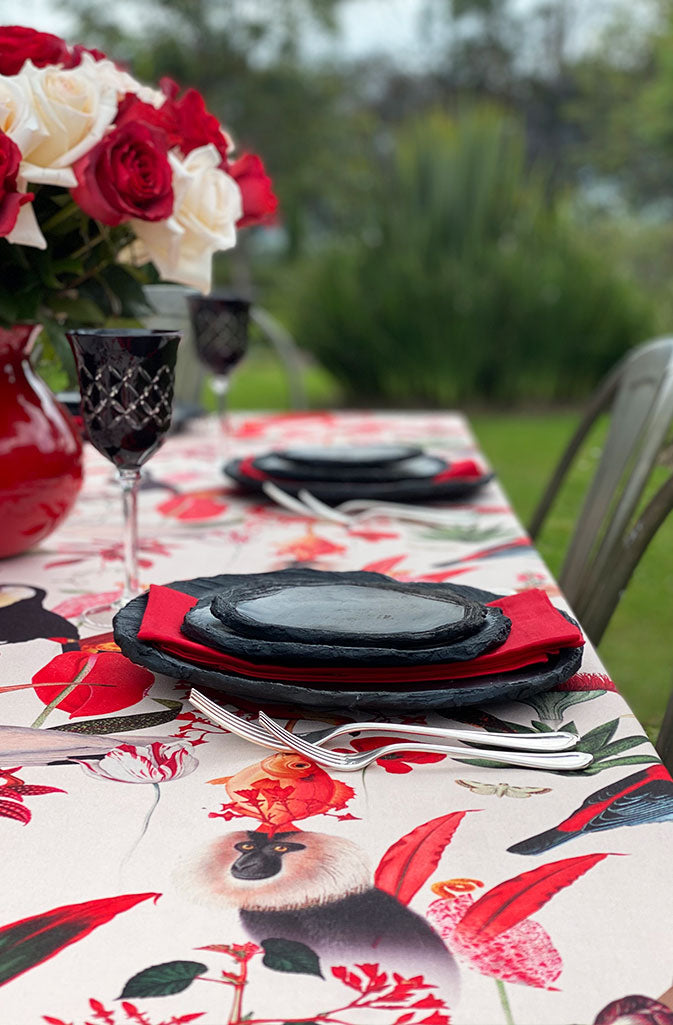 Red Jungle Ivory - Tablecloth